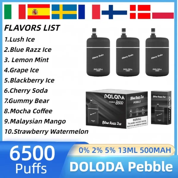 DOLODA Pebble 6500 Puffs 0 2 5 Nicotine Rechargeable Disposable Pod2 VapeXYZ