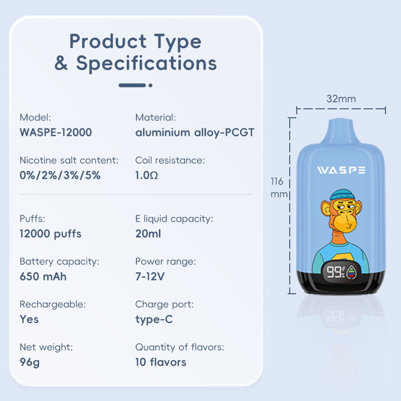 Waspe 12000 puffs digital box 4 VapeXYZ