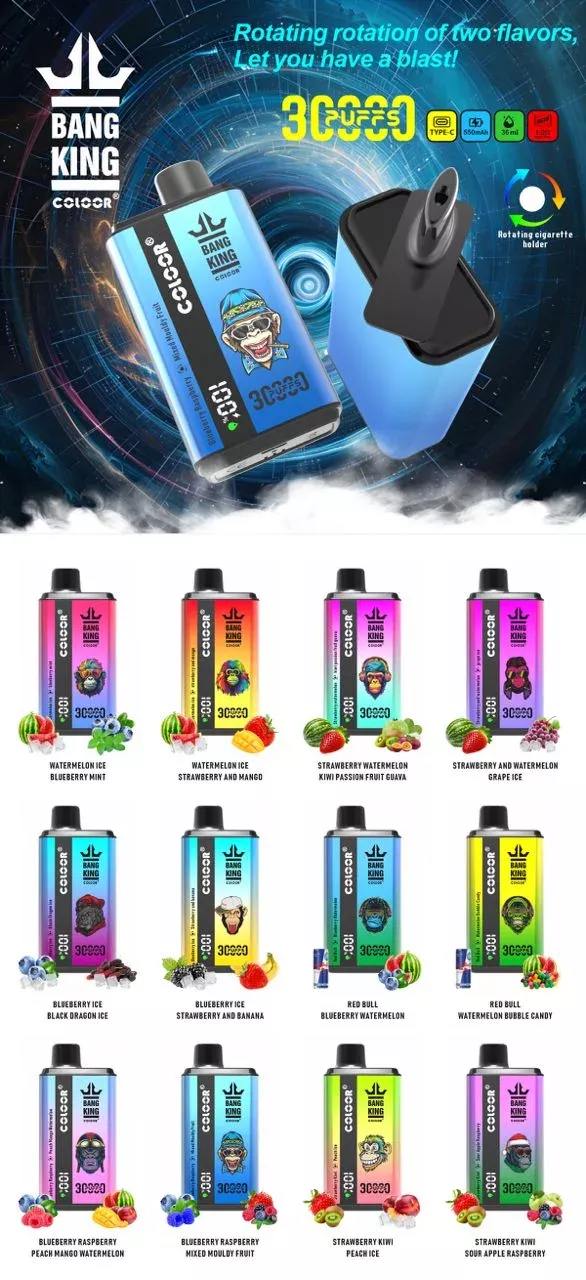 Bang King 30000 Puffs 0% 2% 3% 5% Low Nicotine Bulk Buy Rechargeable Disposable Vapes Pen Wholesale